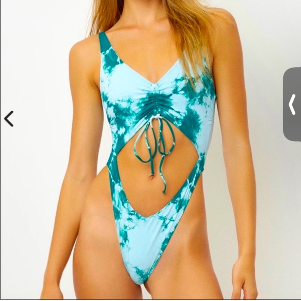 Frankie's Bikinis Teal & Light Blue Tie-Dye One-Piece Swimsuit